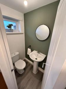 米德尔斯伯勒Middlesbrough contractors digs的一间带卫生间、水槽和镜子的浴室