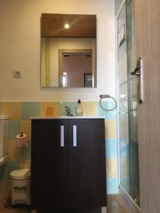 因凡特斯新镇Las Violetas的一间带水槽、卫生间和镜子的浴室