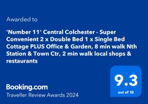 科尔切斯特'Number 11' Central Colchester - Super Convenient 2 x Double Bed 1 x Single Bed Cottage PLUS Office & Garden, 8 min walk Nth Station & Town Ctr, 2 min walk local shops & restaurants的带有犯罪收集者超级契约号的手机的截图x