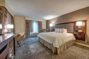 罗克维尔森特希尔顿洛克维尔中心汉普顿套房酒店 的酒店客房设有一张大床和一张书桌。