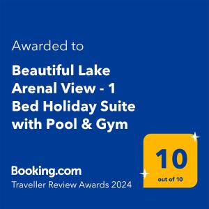 TronadoraLakeview Arenal 1 Bed Suite, Communal Pool & Gym - 2024 Traveller Awards Winner的带有黄色盒子的手机的截图