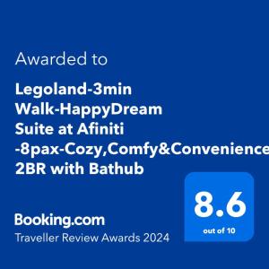 努沙再也Legoland-3min Walk-HappyDream Suite at Afiniti -8pax-Cozy,Comfy&Convenience 2BR with Bathub的手机的屏幕,带有gmaxwellgmaxwell迷你步道幸福梦套房