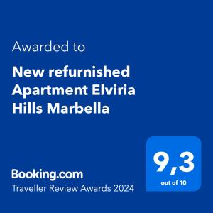 马贝拉New refurnished Apartment Elviria Hills Marbella的新的公寓式设备马贝拉山的屏蔽