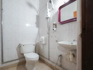 新加坡Amrise Hotel 12的一间带卫生间和水槽的浴室
