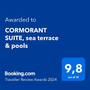 拉曼加戴尔马尔梅纳CORMORANT SUITE, sea terrace & pools的手机的屏幕截图,文字升级为并发套接缝
