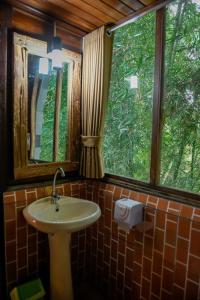 塔巴南Abing Dalem - Villa Durian的一间带水槽和窗户的浴室