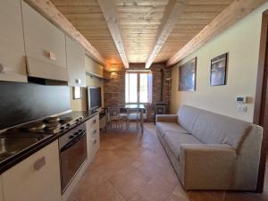 蓬泰迪莱尼奥Affittimoderni Ponte di Legno Ski的带沙发的客厅和厨房