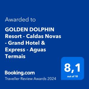 卡达斯诺瓦斯GOLDEN DOLPHIN Resort - Grand & Express - Caldas Novas - COM TV A CABO - Aguas Termais的金色海豚度假胜地火山口新星大酒店和快线的屏蔽