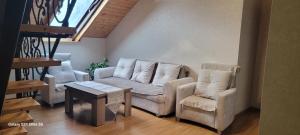 姆茨赫塔Levanto的客厅配有沙发、两把椅子和一张桌子