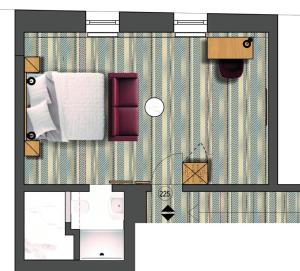 奥泊维森塔尔Hotel Miriquidi的配有一张床的客房的平面图