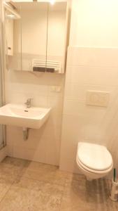 克拉根福Townhouse CityCentre的白色的浴室设有水槽和卫生间。
