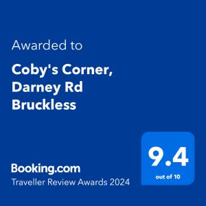 Coby's Corner, Darney Rd Bruckless的证书、奖牌、标识或其他文件