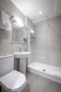都柏林菲茨西蒙斯圣殿酒吧酒店的浴室配有卫生间、盥洗盆和淋浴。