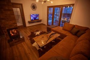 乌罗舍瓦茨Villa Rexhes的带沙发和壁炉的客厅
