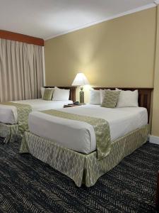 Punto FijoHOTEL BRISAS PARAGUANÁ的酒店的客房内设有两张大床,