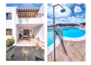 卡门港Casa Appia-300m from the beach, heated pool的两幅带游泳池的房子的照片