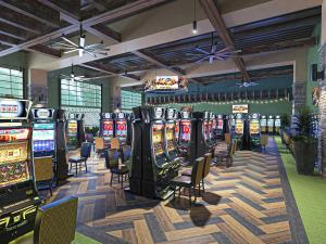 特雷霍特Terre Haute Casino Resort的一间充满了老虎机的房间