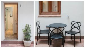 托莱多Siete LLaves by Toledo AP的两张桌子和椅子的照片,就在门边