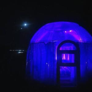 坎普维德Stargazing Retreats Homestay的蓝色的物体在黑暗中被点亮