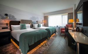 布兰察斯镇都柏林皇冠假日酒店布兰查的酒店客房配有两张床和一张书桌