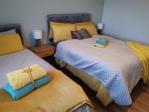基尔肯尼Tranquil unit close to Kells的卧室内两张并排的床