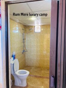瓦迪拉姆Rum Mere luxury camp的一间带卫生间和步入式淋浴间的浴室