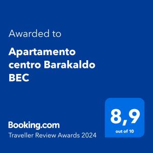 巴拉卡Apartamento centro Barakaldo BEC的手机的屏幕,带有文字升级到公寓的中央巴塞罗那