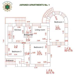 考纳斯Japandi apartamentai的拟议中的日本展馆的平面图