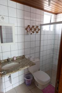 弗洛里亚诺波利斯Tarot Residence的一间带卫生间、水槽和镜子的浴室