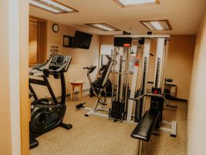 华莱士华莱士宾馆的酒店客房带健身室。