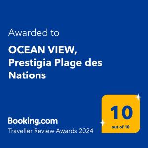 西迪布克纳德尔OCEAN VIEW, Prestigia Plage des Nations的标有海洋史前国家之名的黄色标志