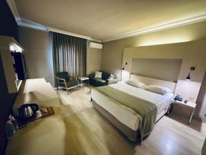 代尼兹利老迪卡亚酒店的酒店客房带一张大床和一把椅子