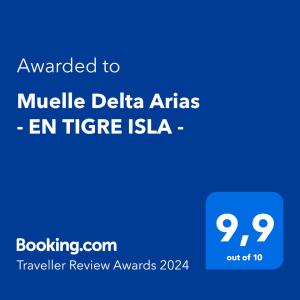 蒂格雷Muelle Delta Arias - EN TIGRE ISLA -的手机的屏幕,带有想要肌肉的触觉