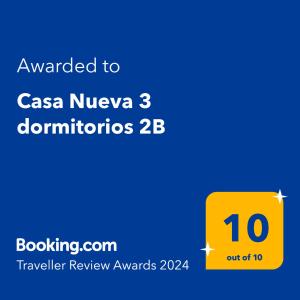 蒙特港Casa Nueva 3 dormitorios 2B的黄色标志,标有给casa nucaya文档的文本