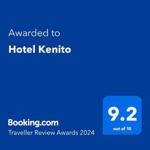 圣多美Hotel Kenito的一张酒店式公寓的屏幕,上面有给酒店式公寓的文本