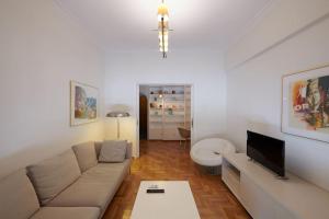 雅典Apartment in the heart of the city的带沙发和电视的客厅