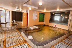 宫崎宫崎第一酒店的大楼内有大水池的房间