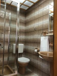 波尔梅里旅馆的一间带卫生间和水槽的浴室