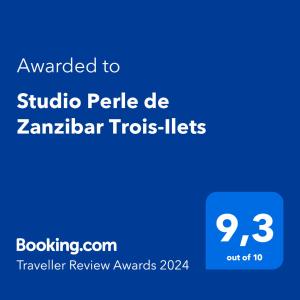 莱特鲁瓦西莱Studio Perle de Zanzibar Trois-Ilets的给工作室成员的手机短信