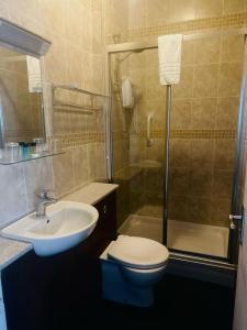 亨斯坦顿The Wash & Tope的浴室配有卫生间、盥洗盆和淋浴。