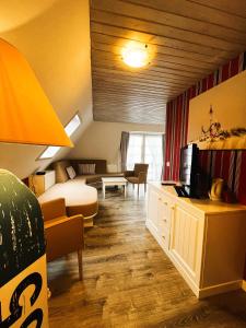诺尔多夫安卡酒店的一间酒店客房,配有一张床和一台电视