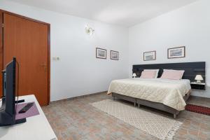 波雷奇St. Bečić的一间卧室配有一张床和一台平面电视