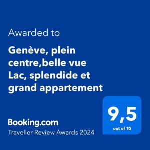 日内瓦Genève, plein centre,belle vue Lac, splendide et grand appartement的给基因皮革的文本的电话屏幕截图