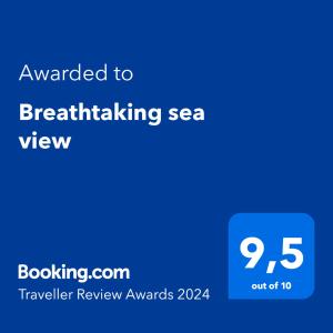 卡瓦拉Breathtaking sea view的带有升级到突破海景的文字框的截图