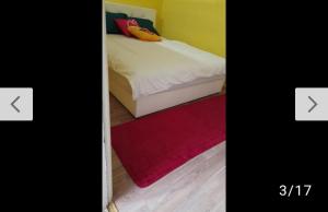 沙巴茨Andjela的一间卧室配有一张床和红色地毯