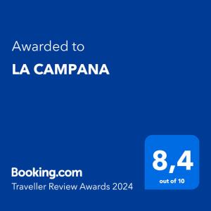 奥里韦拉斯科斯塔LA CAMPANA的蓝屏,文字被授予la campania