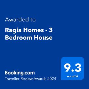 Ragia Homes - 3 Bedroom House的证书、奖牌、标识或其他文件