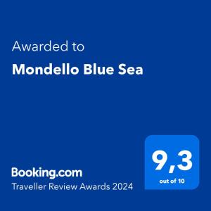 蒙德罗Mondello Blue Sea的蓝屏,文字被授予蒙德罗蓝海