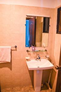 伊斯兰堡Landmark III High Rated Apartment的一间带水槽和镜子的浴室