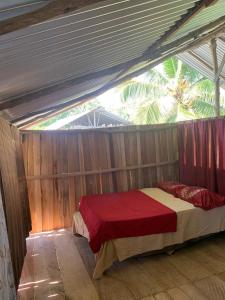 奎波斯城米格尔冲浪营地旅馆的帐篷内的一个床位房间